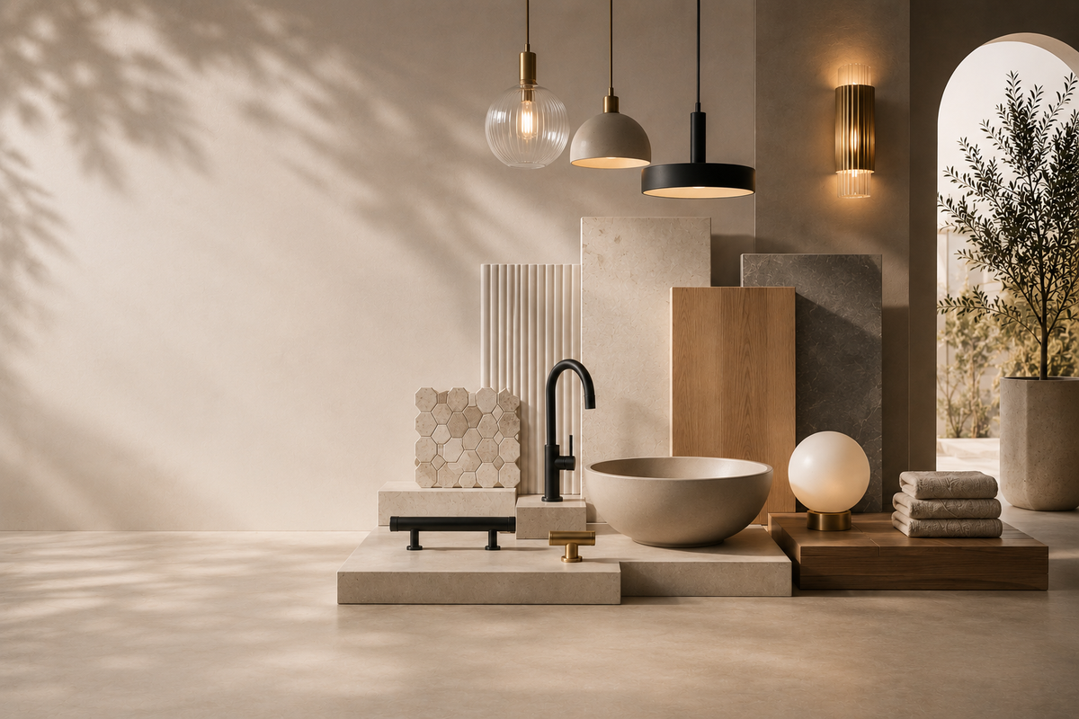 Bright modern bathroom scene used as the Ventura Builds home page hero image
