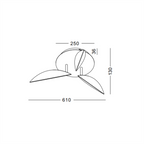 Technical drawing of a ceiling light fixture with dimensions