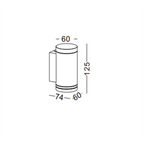 Technical drawing of a cylindrical object with dimensions labeled