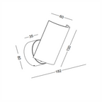 Half cylinder wall fixture technical drawing with product dimensions.